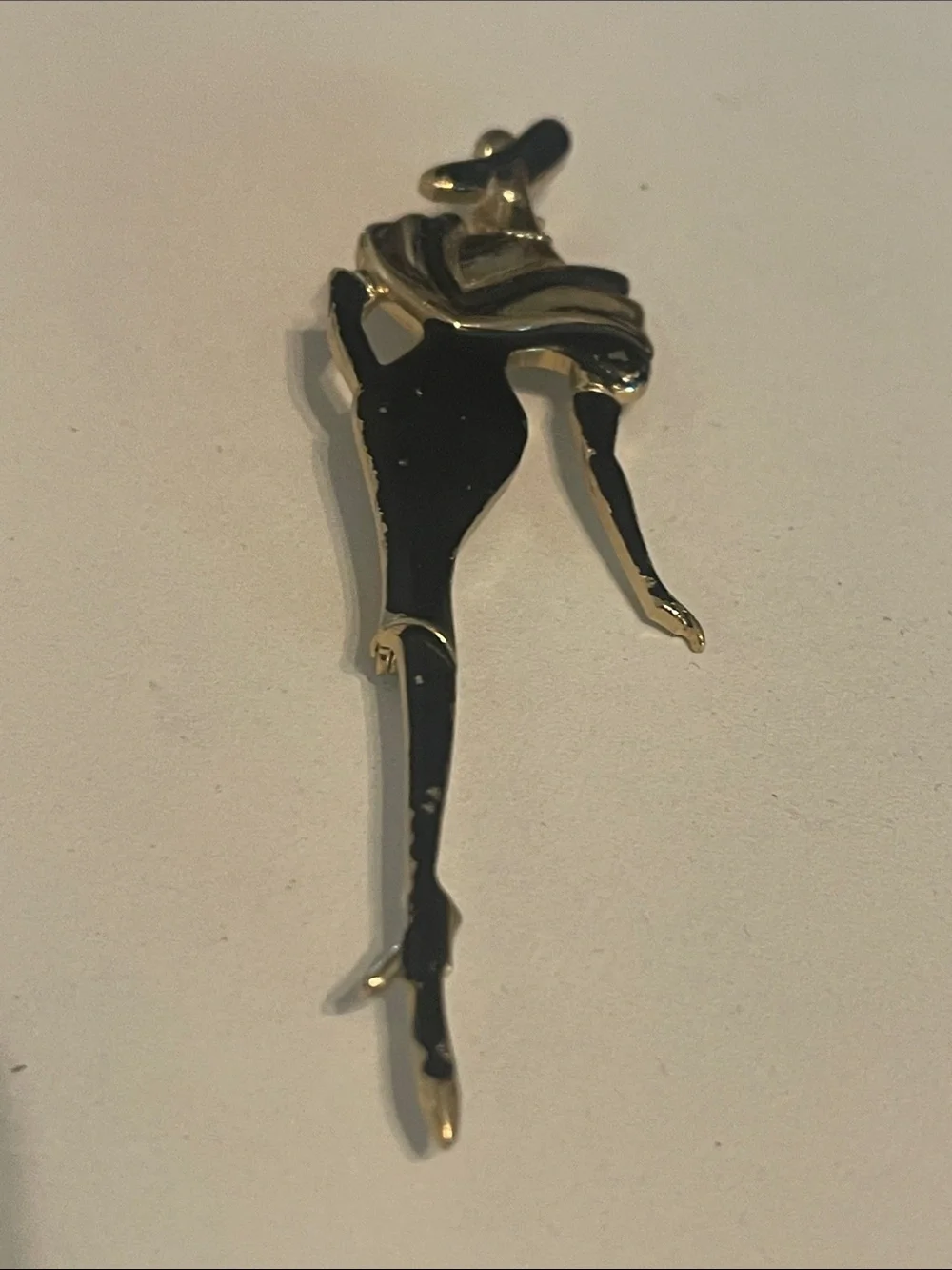 Stylish Black Enamel Fashion Woman Brooch - Gold Accent